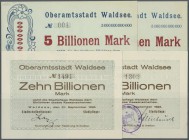 Deutschland - Notgeld - Württemberg
Waldsee, Oberamtsstadt, 2 (2), 5 (2) Mio. Mark, 26.8.1923, 20 (4, dabei Druckbogen zu 2 Scheinen), 50 (3), 200 (3...