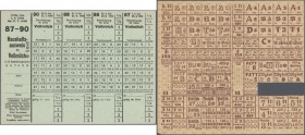 Deutschland
Kleines Lot mit 20 diversen Steuergutscheinen Deutsches Reich 1937 zu 2,38 RM und 3,80 RM, Lebensmitterationskarten der Nachkriegszeit 19...