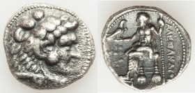MACEDONIAN KINGDOM. Alexander III the Great (336-323 BC). AR tetradrachm (26mm, 16.70 gm, 10h). Choice VF, porosity. Early posthumous issue of Tyre, d...