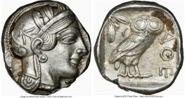 ATTICA. Athens. Ca. 440-404 BC. AR tetradrachm (24mm, 17.18 gm, 1h). NGC AU 5/5 - 4/5. Mid-mass coinage issue. Head of Athena right, wearing crested A...