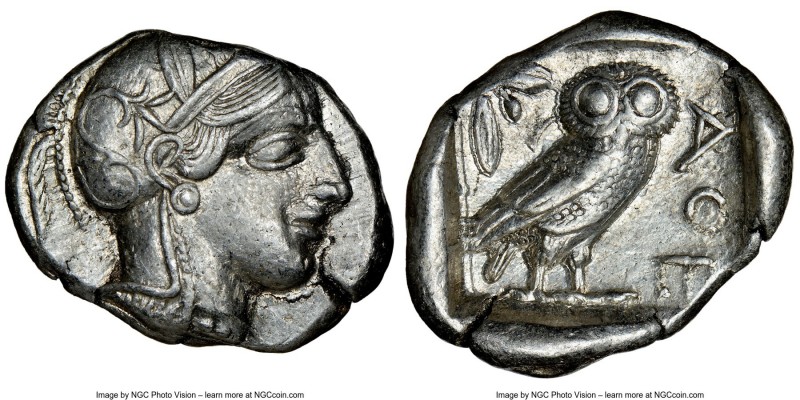 ATTICA. Athens. Ca. 440-404 BC. AR tetradrachm (27mm, 17.16 gm, 1h). NGC AU 4/5 ...