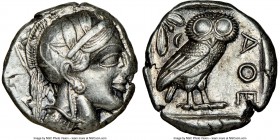 ATTICA. Athens. Ca. 440-404 BC. AR tetradrachm (23mm, 17.16 gm, 4h). NGC AU 4/5 - 4/5. Mid-mass coinage issue. Head of Athena right, wearing crested A...
