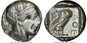 ATTICA. Athens. Ca. 440-404 BC. AR tetradrachm (24mm, 17.19 gm, 10h). NGC AU 4/5 - 4/5. Mid-mass coinage issue. Head of Athena right, wearing crested ...