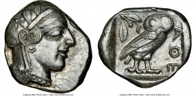 ATTICA. Athens. Ca. 440-404 BC. AR tetradrachm (25mm, 17.21 gm, 10h). NGC AU 4/5 - 4/5. Mid-mass coinage issue. Head of Athena right, wearing crested ...