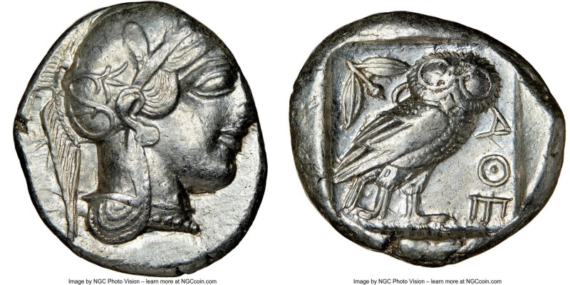 ATTICA. Athens. Ca. 440-404 BC. AR tetradrachm (25mm, 17.15 gm, 9h). NGC AU 3/5 ...