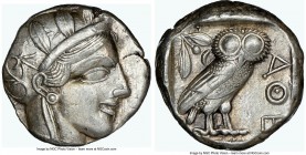ATTICA. Athens. Ca. 440-404 BC. AR tetradrachm (22mm, 17.20 gm, 11h). NGC Choice XF 4/5 - 4/5. Mid-mass coinage issue. Head of Athena right, wearing c...