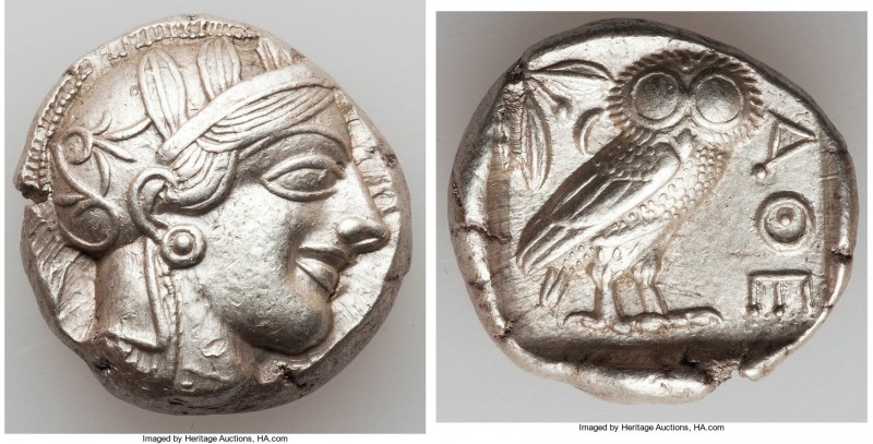 ATTICA. Athens. Ca. 440-404 BC. AR tetradrachm (24mm, 17.18 gm, 11h). Choice XF,...