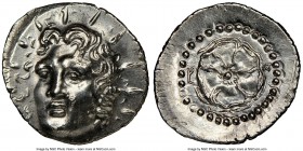 CARIAN ISLANDS. Rhodes. Ca. 84-30 BC. AR drachm (20mm, 4.14 gm, 6h). NGC MS 5/5 - 3/5, brushed. Radiate head of Helios facing, turned slightly left, h...