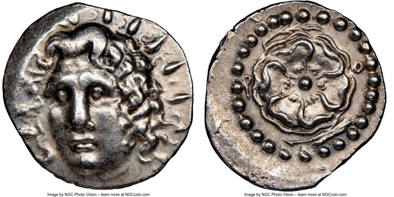 CARIAN ISLANDS. Rhodes. Ca. 84-30 BC. AR drachm (20mm, 6h). NGC Choice XF. Radia...