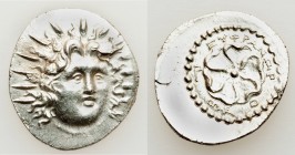 CARIAN ISLANDS. Rhodes. Ca. 84-30 BC. AR drachm (21mm, 4.01 gm, 12h). Choice XF. Euphranor, magistrate. Radiate head of Helios facing, turned slightly...