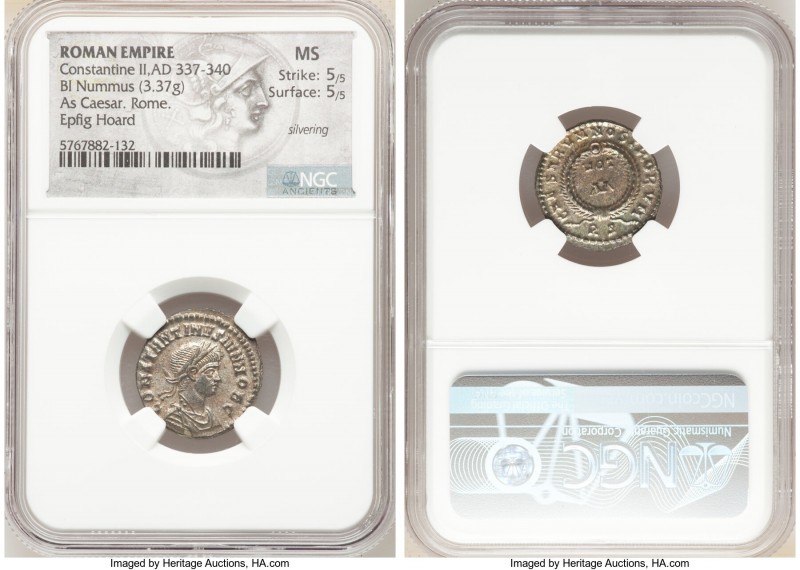 Constantine II, as Caesar (AD 337-340). AE3 or BI nummus (20mm, 3.37 gm, 6h). NG...