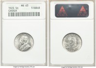 George V 5 Cents 1923 MS63 ANACS, Ottawa mint, KM29. 

HID09801242017

© 2020 Heritage Auctions | All Rights Reserved