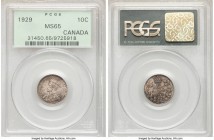 George V 10 Cents 1929 MS65 PCGS, Ottawa mint, KM23a. Full strike with darkly toned surfaces. 

HID09801242017

© 2020 Heritage Auctions | All Rig...