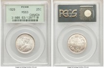 George V 25 Cents 1929 MS63 PCGS, Ottawa mint, KM24a. Well struck, light gold toning. 

HID09801242017

© 2020 Heritage Auctions | All Rights Rese...