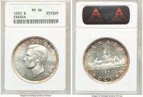 George VI Dollar 1950 MS66 ANACS, Royal Canadian mint, KM46. With three waterlines. 

HID09801242017

© 2020 Heritage Auctions | All Rights Reserv...