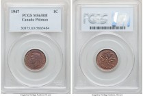 George VI 6-Piece Certified Mint Set 1947 PCGS, 1) Cent - MS63 Red & Brown, KM32 2) 5 Cents - MS63, KM39a 3) 10 Cents - MS65, KM34 4) 25 Cents - MS63,...