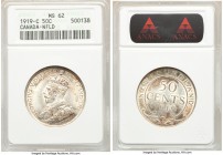 Newfoundland. George V 50 Cents 1919-C MS62 ANACS, Ottawa mint, KM12. Russet toning. 

HID09801242017

© 2020 Heritage Auctions | All Rights Reser...