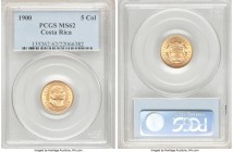 Republic gold 5 Colones 1900 MS62 PCGS, KM142. AGW 0.1125 oz. 

HID09801242017

© 2020 Heritage Auctions | All Rights Reserved