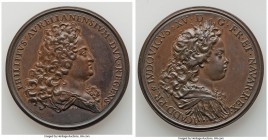 Louis XV bronze "Philippe, Duke of Orleans" Medal ND XF, 43.1mm. 40.26gm. By St. Urbain. LVDOVICVS XV D G FR ET NAVAR REX ACADD PR bust right / PHILIP...