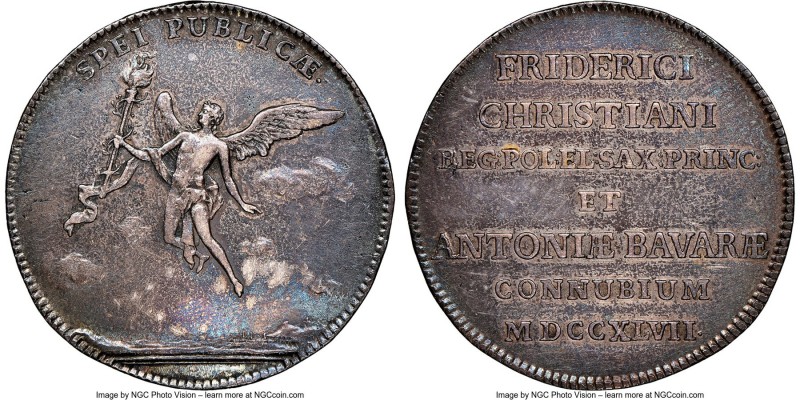 Saxony. Friedrich August II 2/3 Taler MDCCXLVII (1747) AU Details (Cleaned) NGC,...