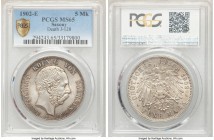 Saxony. Georg 5 Mark 1902-E MS65 PCGS, Muldenhutten mint, KM1256, J-128. Death of Albert commemorative. 

HID09801242017

© 2020 Heritage Auctions...