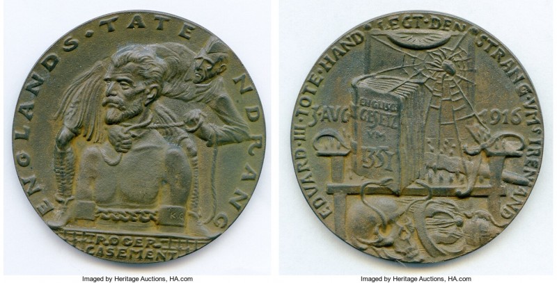 "Execution of Roger Casement" cast iron Medal 1916 XF, Kienast-180. 57.4mm. 42.6...