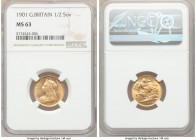 Victoria gold 1/2 Sovereign 1901 MS63 NGC, KM784, S-3878. Last year of type. AGW 0.1177 oz. 

HID09801242017

© 2020 Heritage Auctions | All Right...
