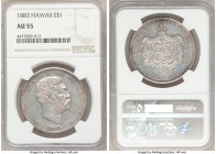Kalakaua I Dollar 1883 AU55 NGC, KM7. One year type. 

HID09801242017

© 2020 Heritage Auctions | All Rights Reserved