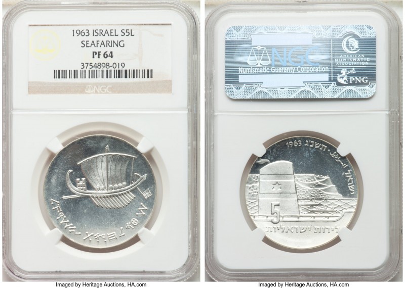 Republic Pair of Certified "Seafaring" 5 Lirot 1963 NGC, 1) 5 Lirot - PR64 2) 5 ...