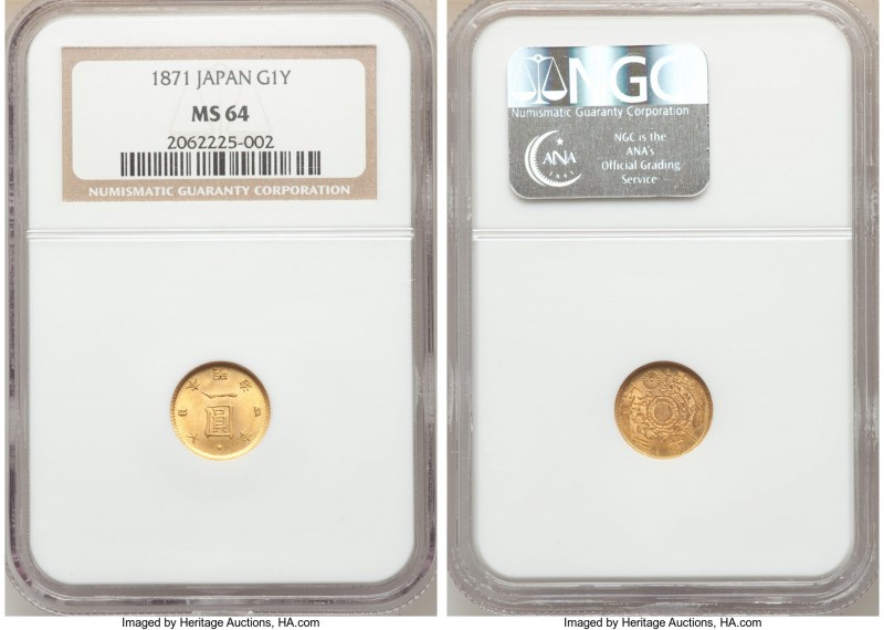 Meiji gold Yen Year 4 (1871) MS64 NGC, KM-Y9. 

HID09801242017

© 2020 Herit...