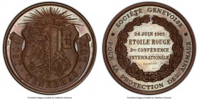 Confederation bronzed copper Specimen "Geneva Society for Animal Protection" Medal 1915 SP64 PCGS, 50mm. Four lines of script in center of wreath. / A...