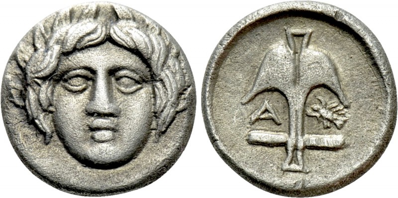 THRACE. Apollonia Pontika. Diobol (Ca. 375-335 BC). 

Obv: Facing gorgoneion....