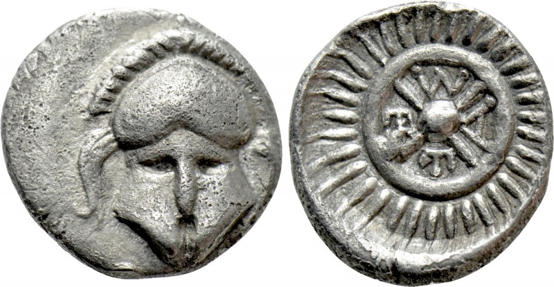 THRACE. Mesambria. Obol (Circa 4th century BC). 

Obv: Facing Corinthian helme...