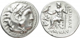 KINGS OF THRACE (Macedonian). Lysimachos (305-281 BC). Drachm. Lampsakos. 

Obv: Head of Herakles right, wearing lion skin.
Rev: BAΣIΛEΩΣ ΛYΣIMAXOY...