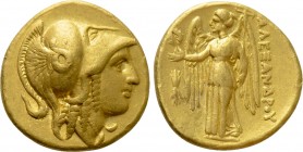 KINGS OF MACEDON. Alexander III 'the Great' (336-323 BC). GOLD Stater. Uncertain mint in Macedon. 

Obv: Head of Athena left, wearing crested corint...