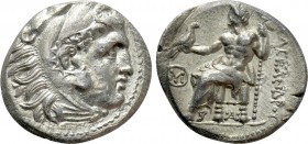 KINGS OF MACEDON. Alexander III 'the Great' (336-323 BC). Drachm. Sardes. 

Obv: Head of Herakles right, wearing lion skin.
Rev: AΛEΞANΔPOY. 
Zeus...