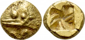 MYSIA. Kyzikos. EL 1/24 Stater (Circa 600-550 BC). 

Obv: Head of tunny left; letter below.
Rev: Incuse sqaure punch.

Hurter & Liewald 1.2 var. ...