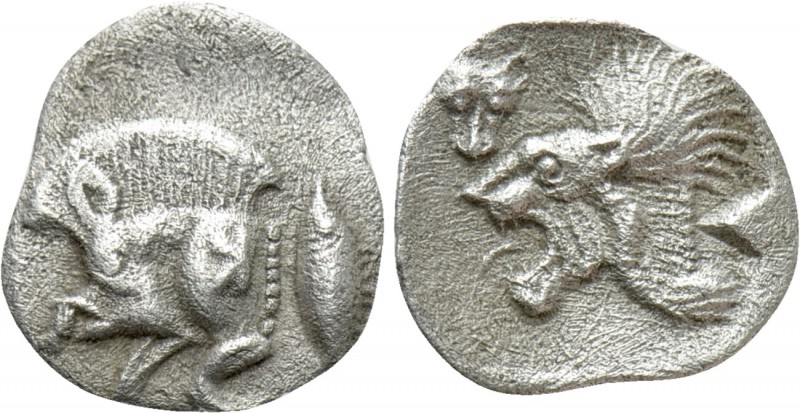 MYSIA. Kyzikos. Hemiobol (Circa 450-400 BC). 

Obv: Forepart of boar left; ret...