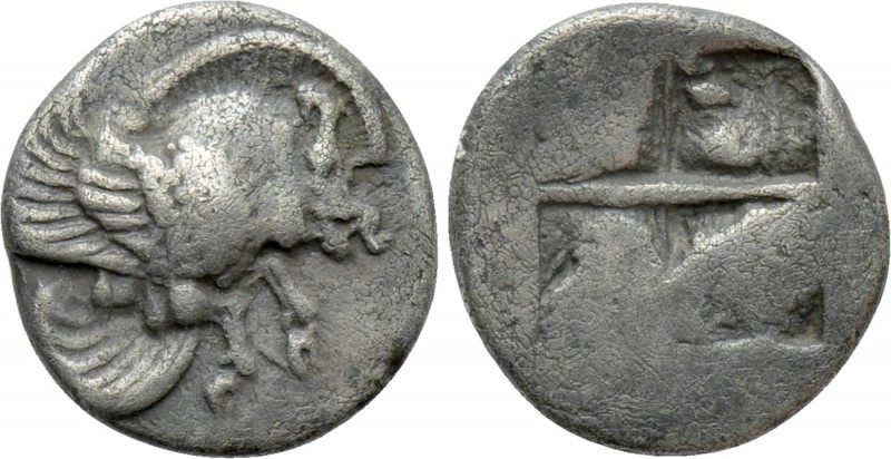 IONIA. Klazomenai. Diobol (Circa 5th century BC). 

Obv: Forepart of winged bo...