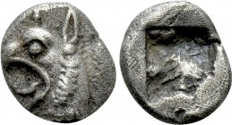 IONIA. Phokaia. Obol (Circa 521-478 BC). 

Obv: Head of griffin left.
Rev: Quadripartite incuse square.

SNG Von Aulock 2118; SNG Copenhagen -. ...