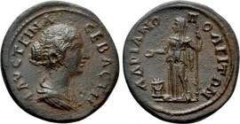 THRACE. Hadrianopolis. Faustina II (Augusta, 147-175). Ae. 

Obv: ΦAVCTEINA CEBACTH. 
Draped bust right.
Rev: AΔPIANOΠOΛEITΩN. 
Female figure sta...