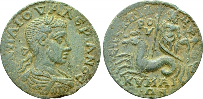 AEOLIS. Cyme. Valerian I (253-260). Ae. Aur. Elpidephoros, magistrate. 

Obv: ...