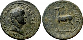 IONIA. Ephesos. Domitian (81-96). Ae. 

Obv: ΔOMITIANOC KAICAP CEBACTOY YEIOC. 
Laureate head right.
Rev: EΦEΣIΩN. 
Stag standing left.

BMC 21...