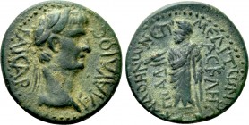 PHRYGIA. Cadi. Claudius (41-54). Ae. Meliton, son of Asklepiados, magistrate. 

Obv: KΛAYΔIOC KAICAP. 
Laureate head right.
Rev: EΠI MEΛITΩNOC ACK...