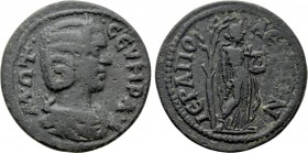 PHRYGIA. Hierapolis. Otacilia Severa (Augusta, 244-249). Ae. 

Obv: M ΩT CЄOVHPA. 
Diademed and draped bust right.
Rev: IEPAΠOΛEITΩN. 
Apollo Kit...