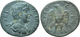 PISIDIA. Antiochia. Geta (Caesar, 197-209 BC). Ae. 

Obv: P SEP GETA CAI. 
Bareheaded, draped and cuirassed bust right.
Rev: ANTIOCH COLONI. 
Eag...