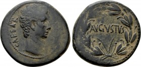 SELEUCIS & PIERIA. Antioch. Augustus (27 BC-14 AD). Ae As. 

Obv: CAESAR. 
Bare head right.
Rev: AVGVSTVS. 
Legend within wreath.

RPC 4100; Mc...