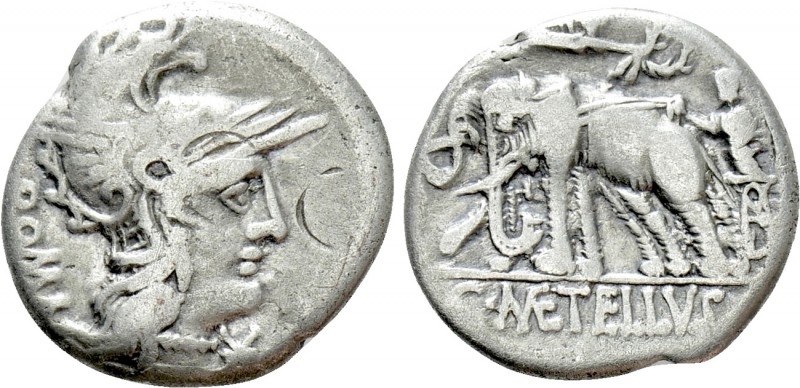 C. CAECILIUS METELLUS CAPRARIUS (125 BC). Denarius. Rome. 

Obv: ROMA. 
Helme...
