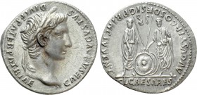 AUGUSTUS (27 BC-14 AD). Denarius. Rome. Restitution issue struck under Trajan or Hadrian (98-138). 

Obv: CAESAR AVGVSTVS DIVI F PATER PATRIAE. 
La...