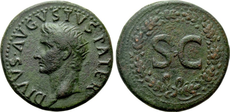 DIVUS AUGUSTUS (Died 14). Dupondius. Rome. Struck under Tiberius. 

Obv: DIVVS...